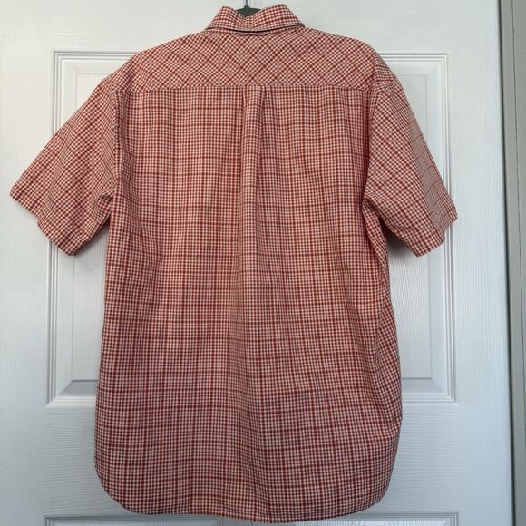 Men’s Tommy Hilfiger Orange/White Plaid Button Down Short Sleeve Shirt Size M - Picture 3 of 7